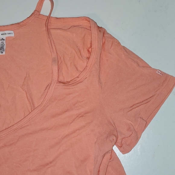 Pink  womens M short sleeve cold shoulder T-shit - Picture 6 of 6